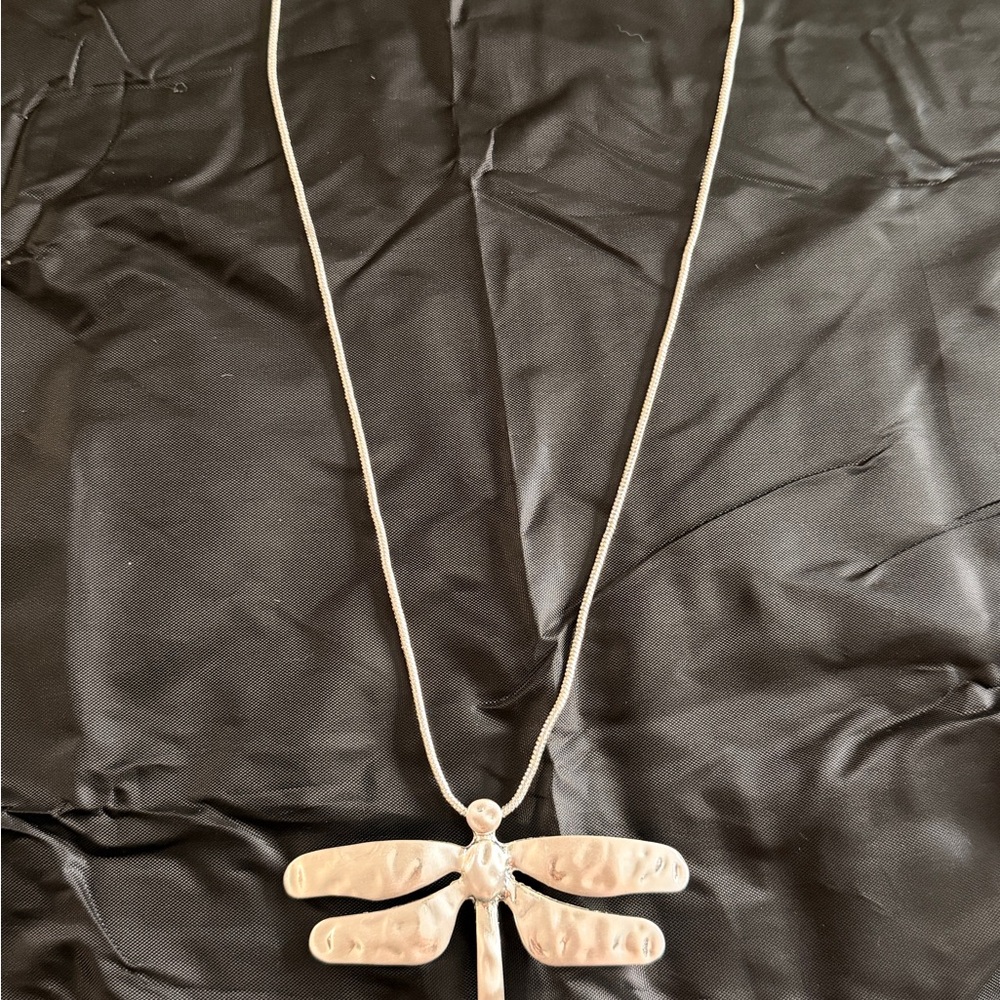 Silver Dragonfly Pendant Necklace - Picture 2 of 3